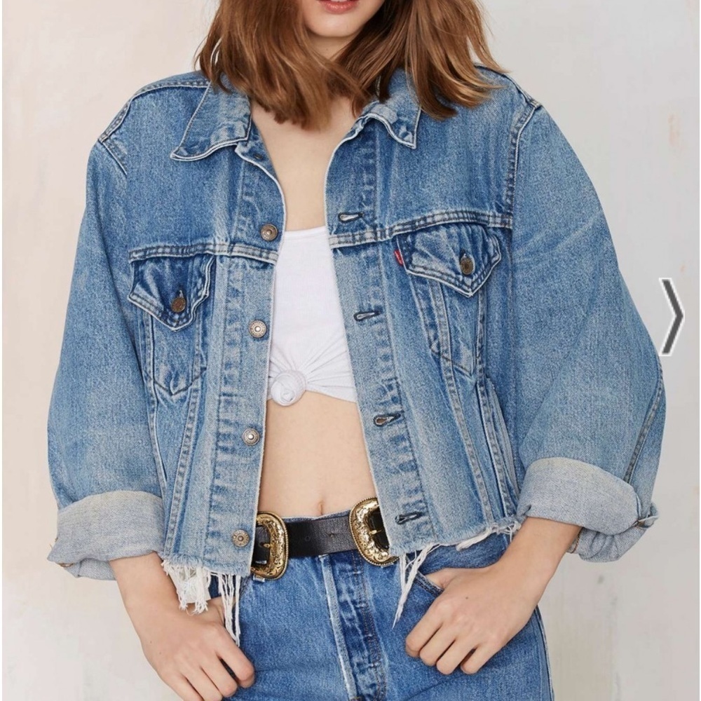Nasty Gal After Party / Hillary Cropped M/L denim slightly distressed jacket